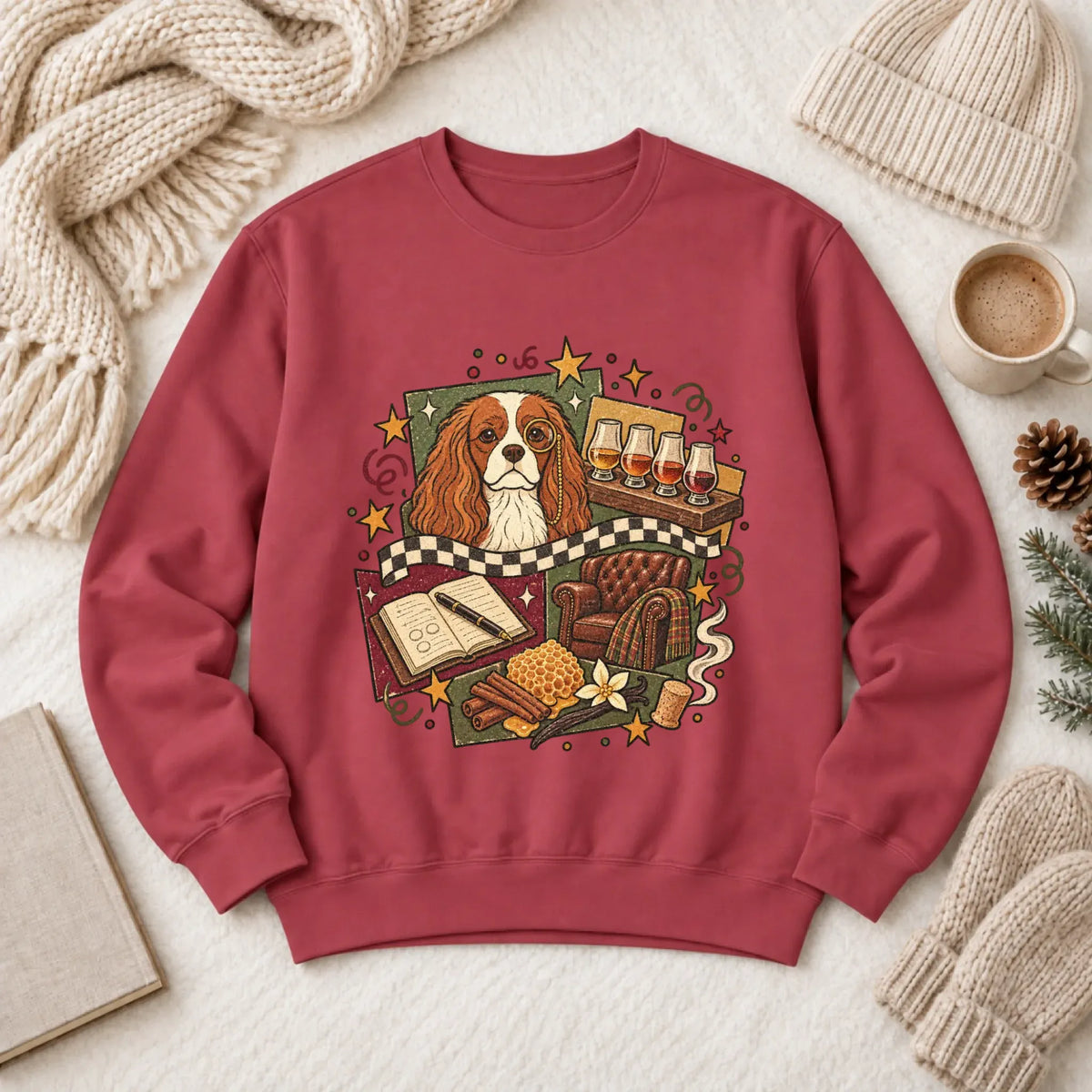 Sweatshirt Crimson / S Custom Cavalier Whiskey Lover Unisex Sweatshirt