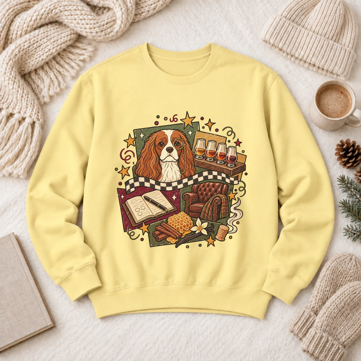Sweatshirt Butter / S Custom Cavalier Whiskey Lover Unisex Sweatshirt