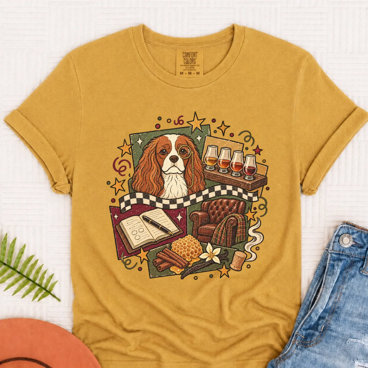 T-Shirt Mustard / S Custom Cavalier Whiskey Lover Unisex Tshirt