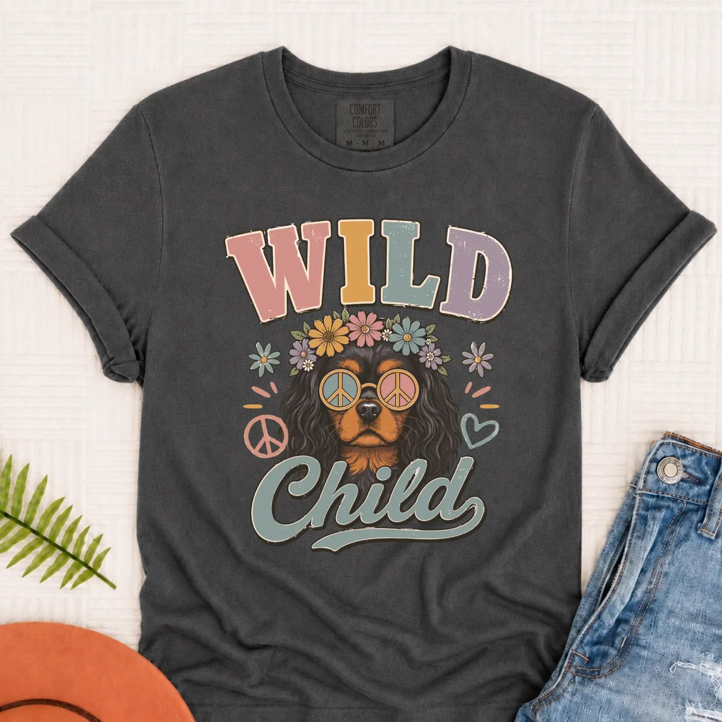 Custom Cavalier Wild Child Hippie Unisex TShirt Pepper