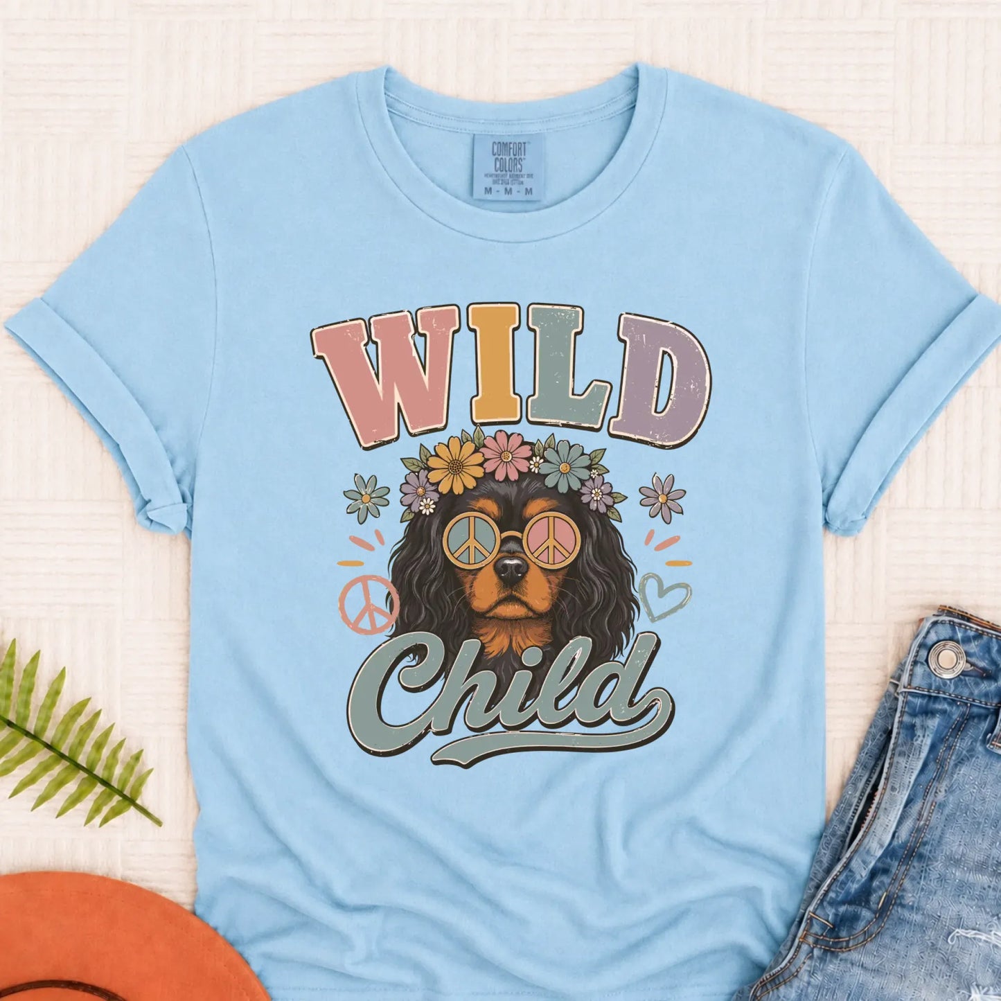 Custom Cavalier Wild Child Hippie Unisex TShirt Chambray