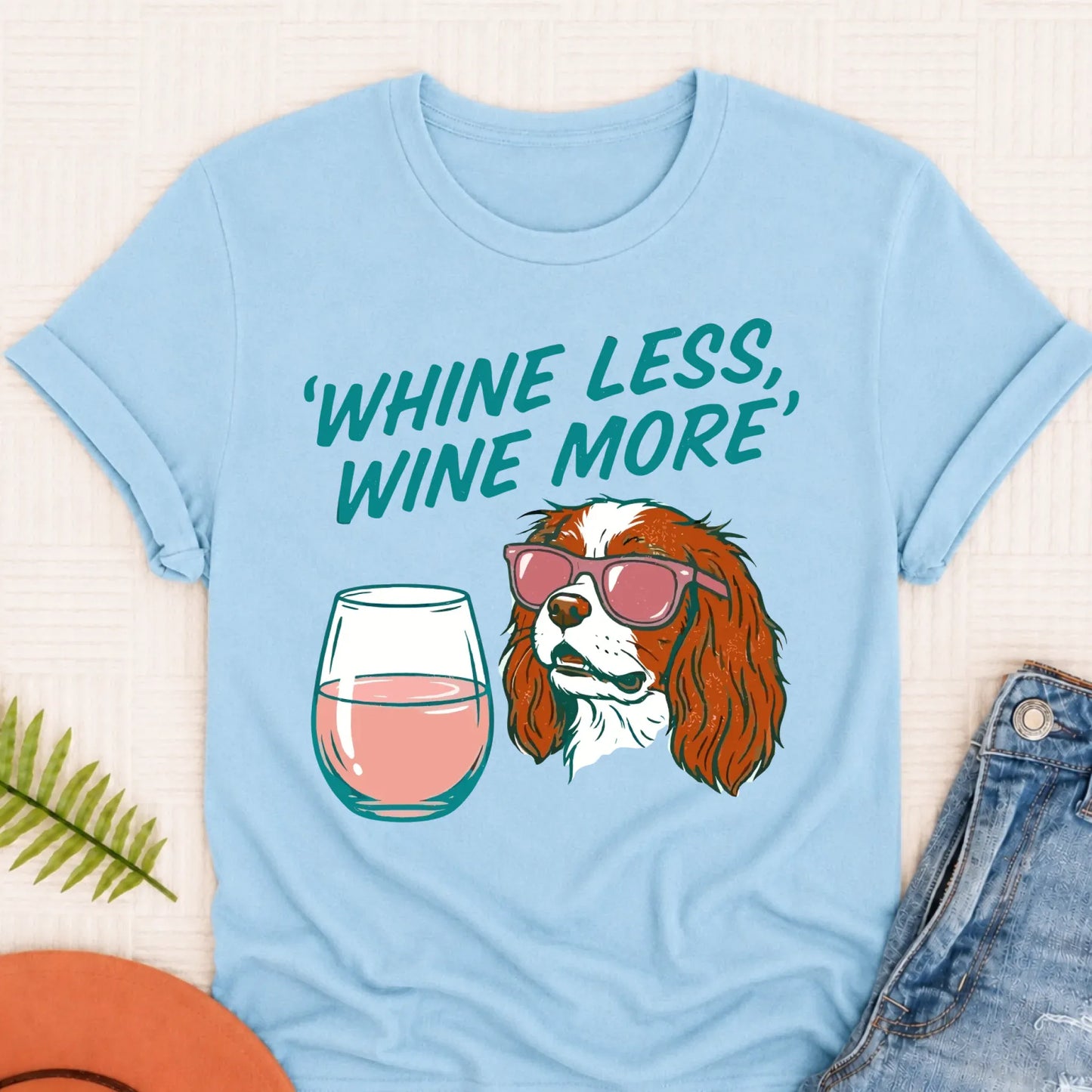 Custom Cavalier Wine More Drinking Unisex Tshirt Chambray