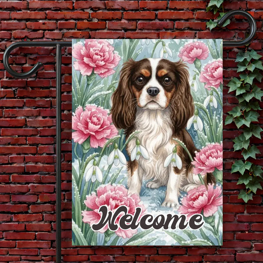 Custom Cavalier Winter Flower Garden Yard Flag 12'' × 18''
