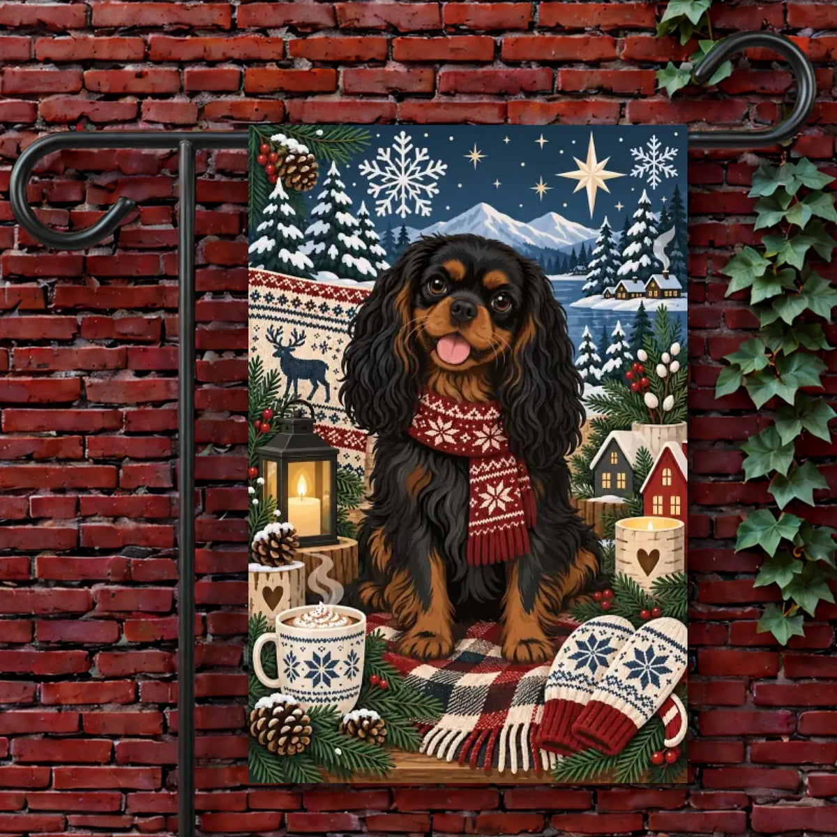 Custom Cavalier Winter Hygga Scandinavian Yard Flag 12'' × 18''