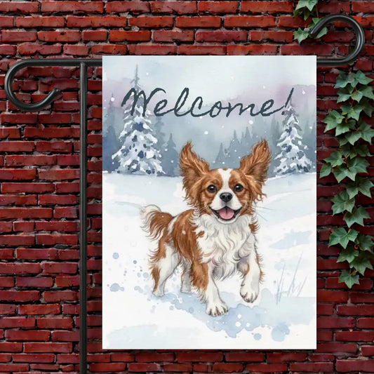 Custom Cavalier Winter Wonderland Garden Flag 12'' × 18''