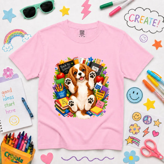 Custom Cavalier YOUTH Back to School Teacher Unisex Tshirt Blossom