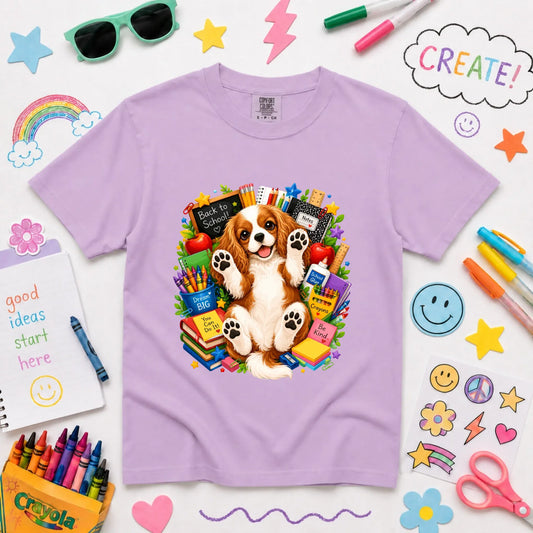 Custom Cavalier YOUTH Back to School Teacher Unisex Tshirt Orchid