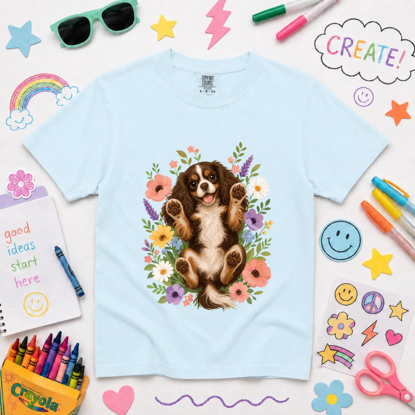 T-Shirt Chambray / XS Custom Cavalier YOUTH Belly Rubs Garden Unisext Tshirt