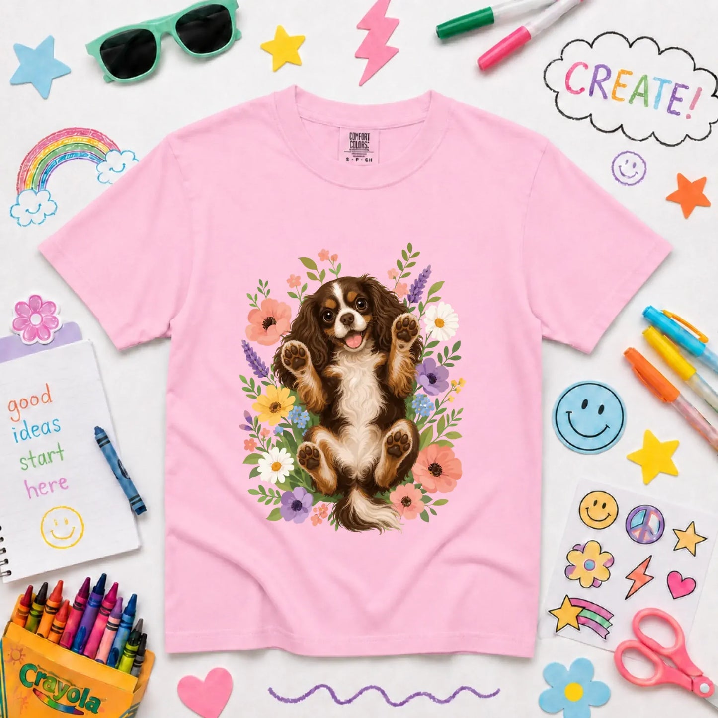T-Shirt Blossom / XS Custom Cavalier YOUTH Belly Rubs Garden Unisext Tshirt