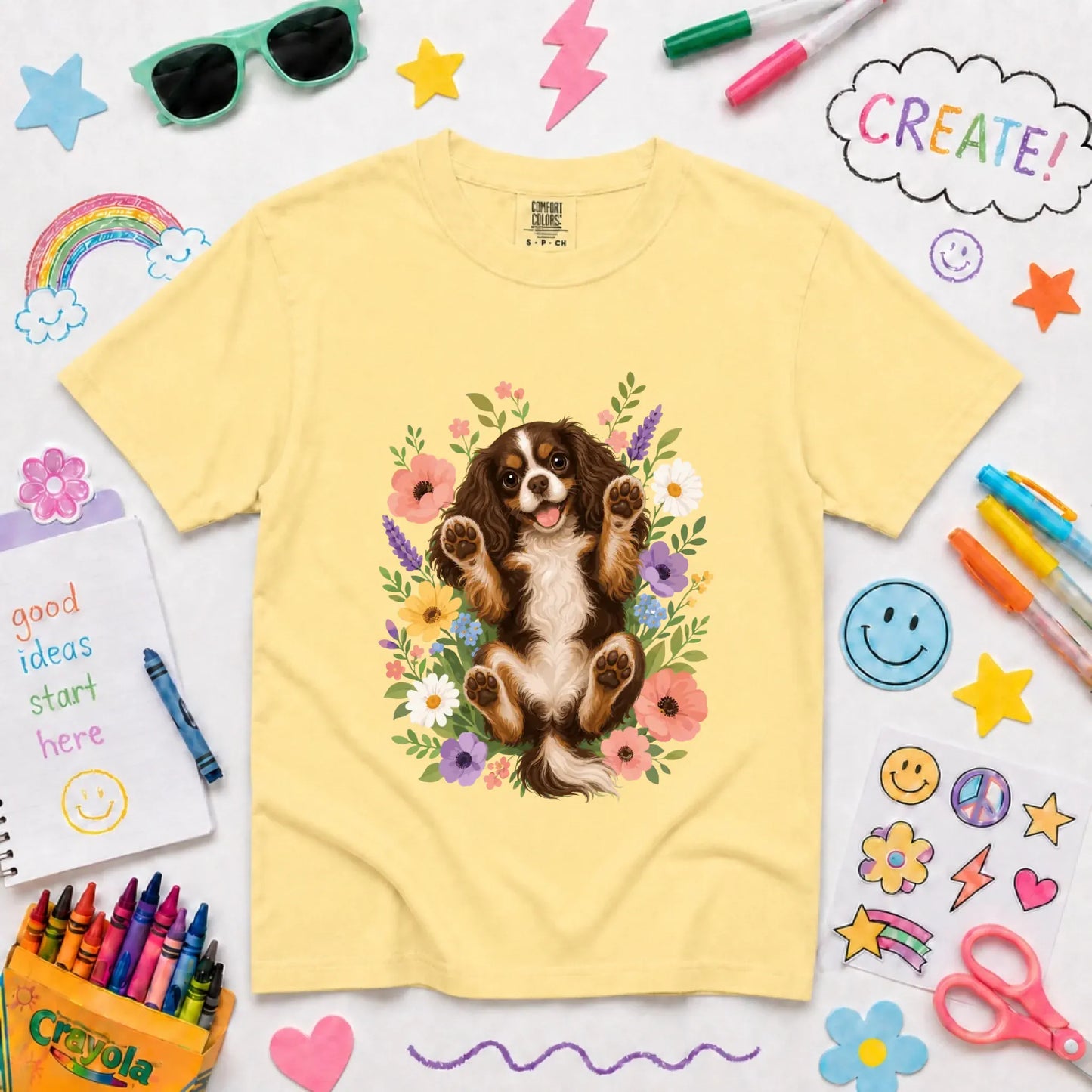 T-Shirt Butter / XS Custom Cavalier YOUTH Belly Rubs Garden Unisext Tshirt