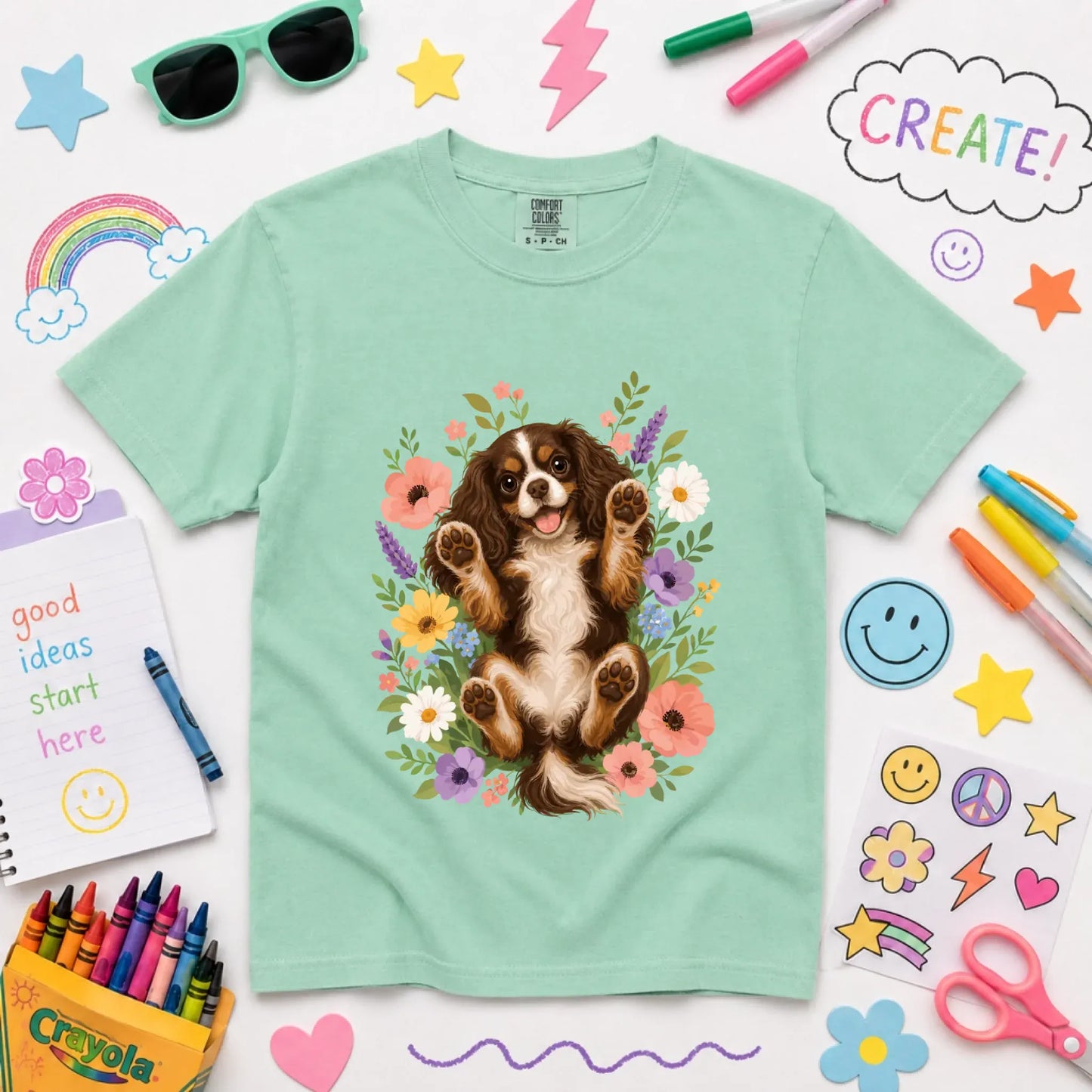 T-Shirt Island Reef / XS Custom Cavalier YOUTH Belly Rubs Garden Unisext Tshirt