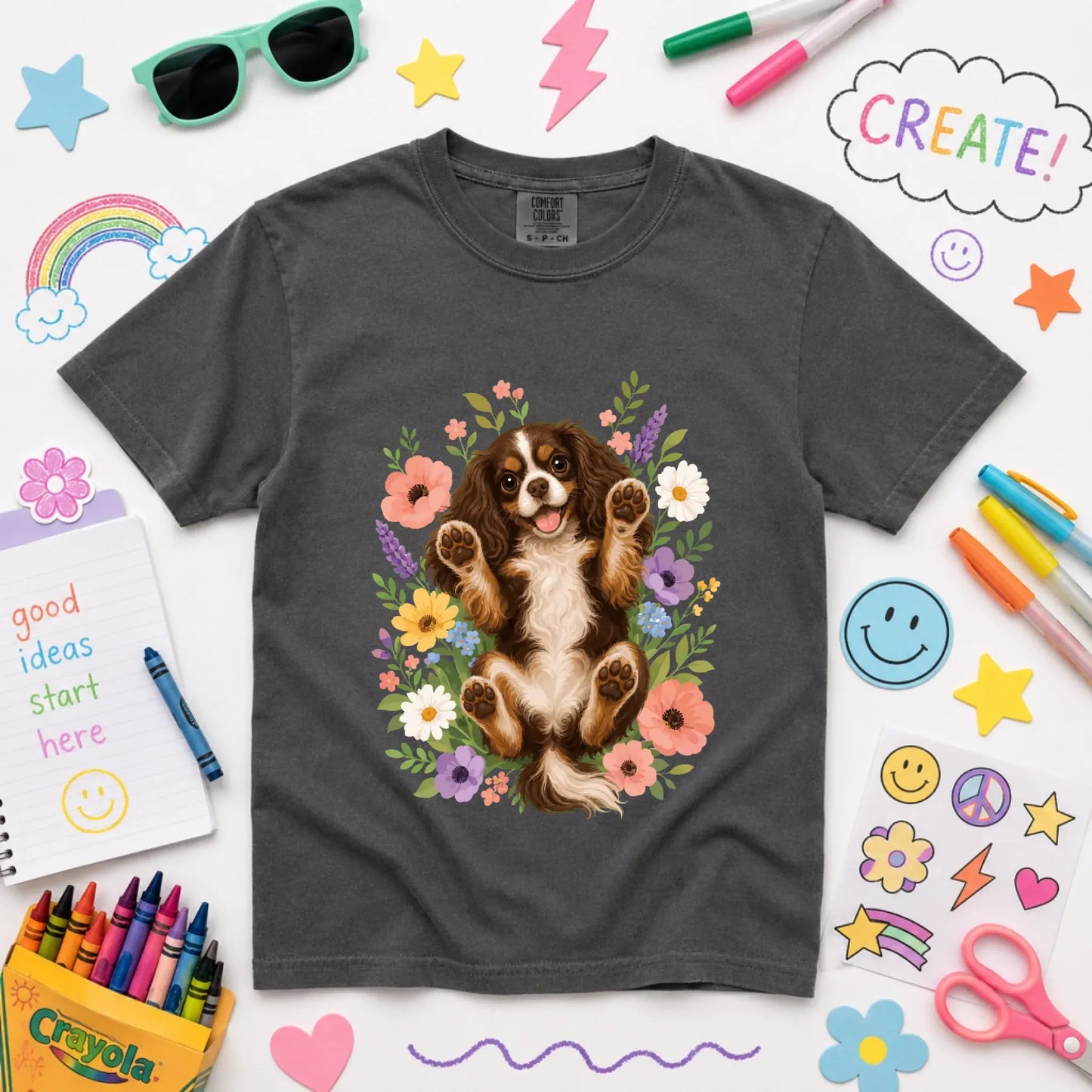 T-Shirt Pepper / XS Custom Cavalier YOUTH Belly Rubs Garden Unisext Tshirt