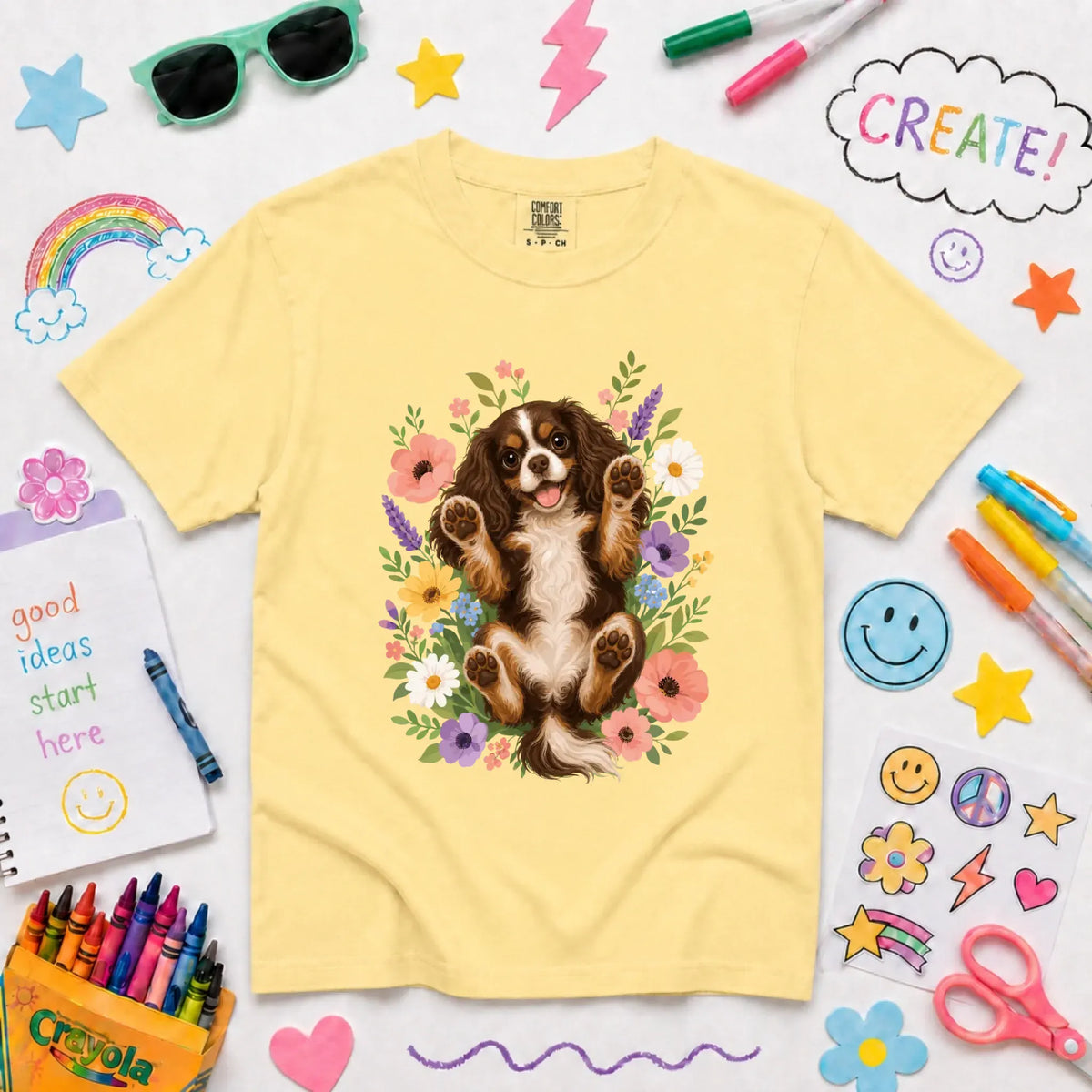 Custom Cavalier YOUTH Belly Rubs Garden Unisext Tshirt NEW Youth Midweight Tee Butter