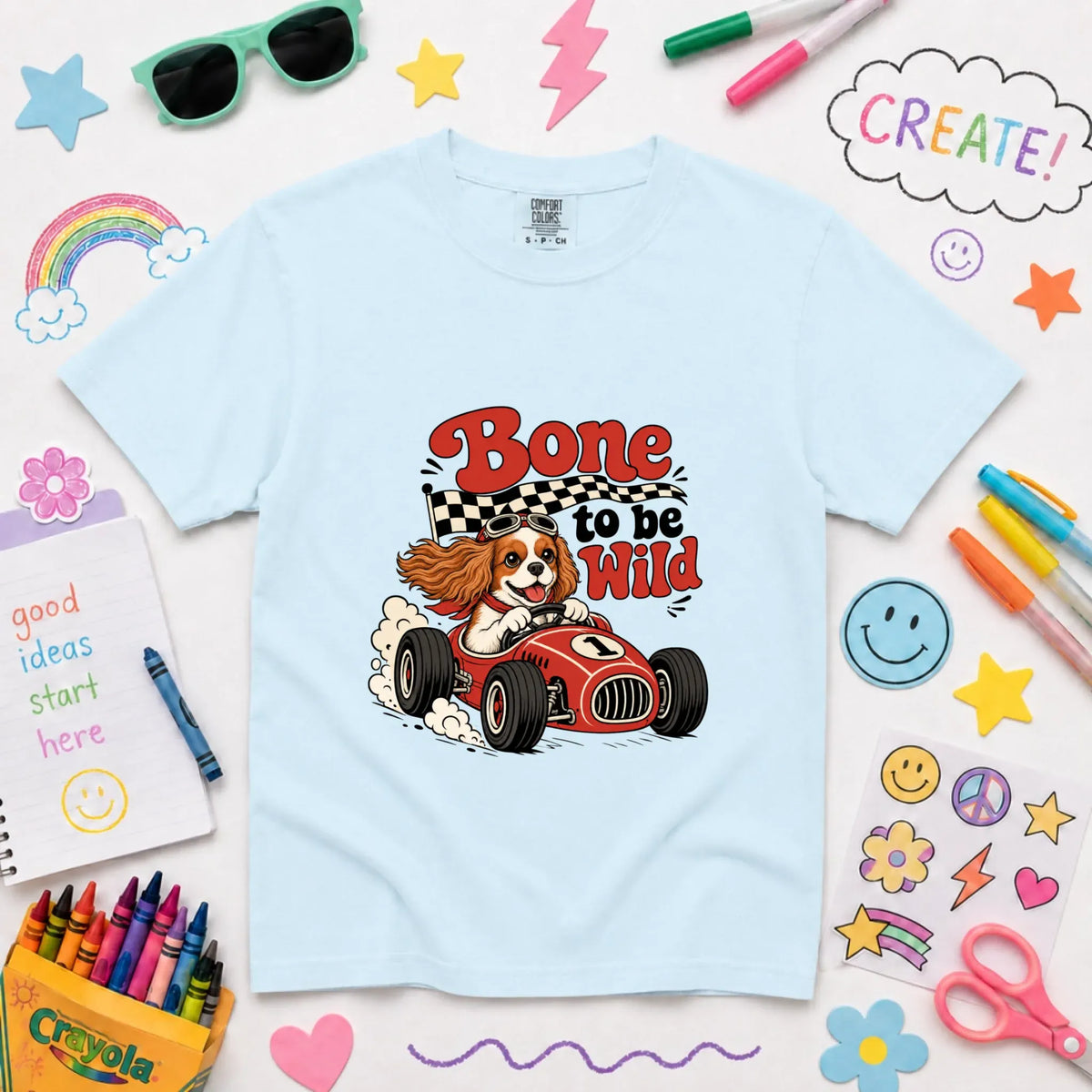Custom Cavalier YOUTH Bone to Be Wild Race Car Unisex TShirt NEW Youth Midweight Tee Chambray