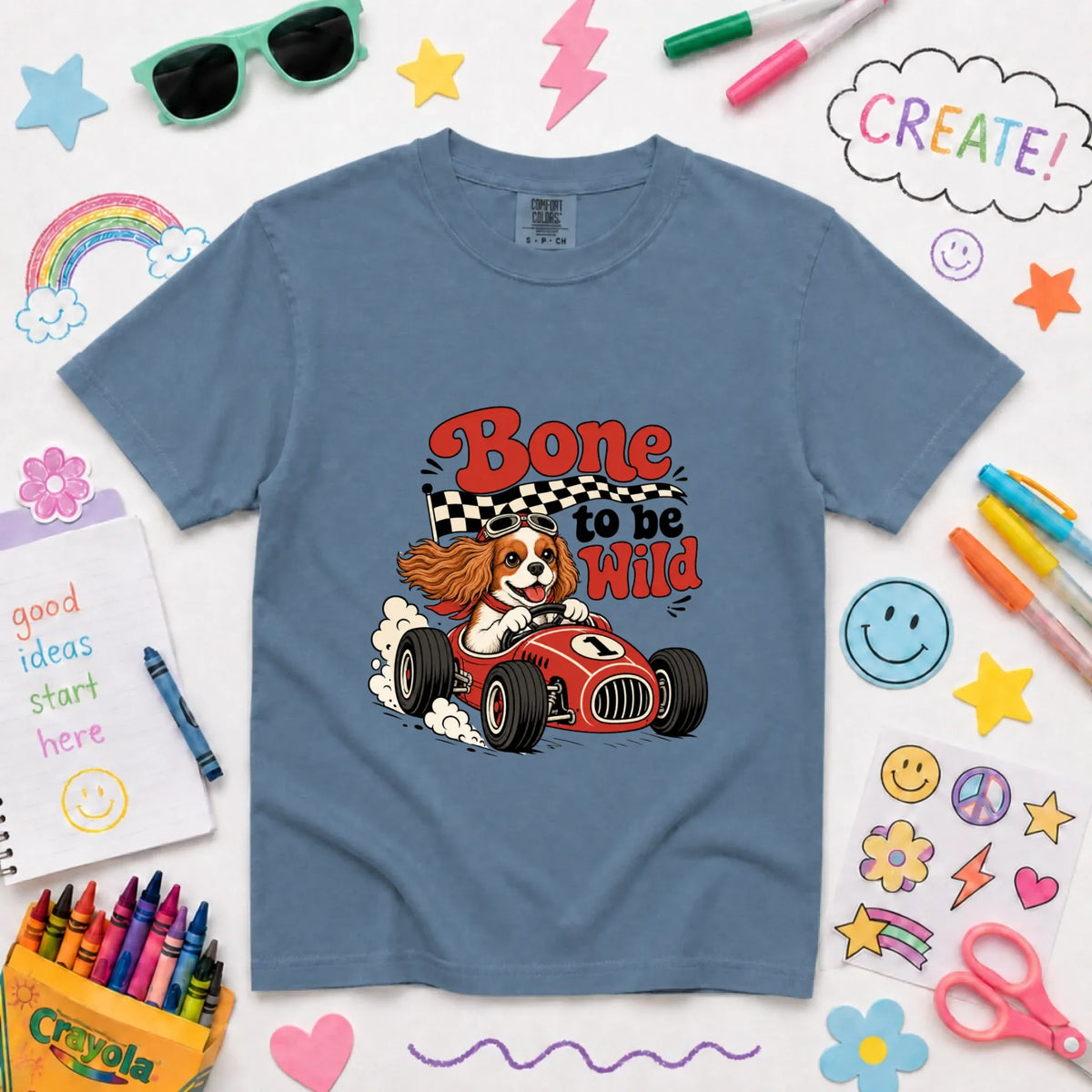 Custom Cavalier YOUTH Bone to Be Wild Race Car Unisex TShirt NEW Youth Midweight Tee Blue Jean