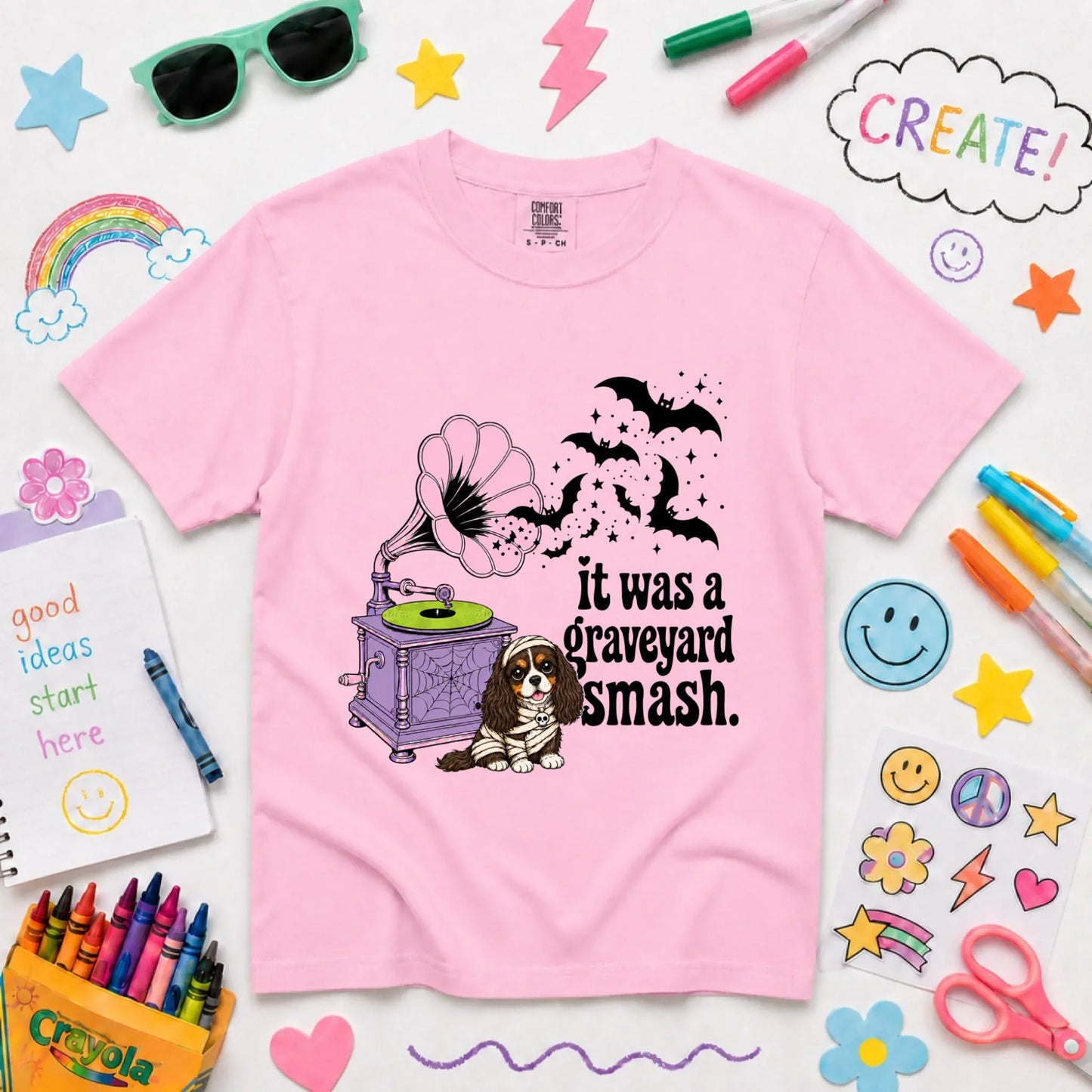 T-Shirt Blossom / XS Custom Cavalier YOUTH Halloween Graveyard Unisex Tshirt