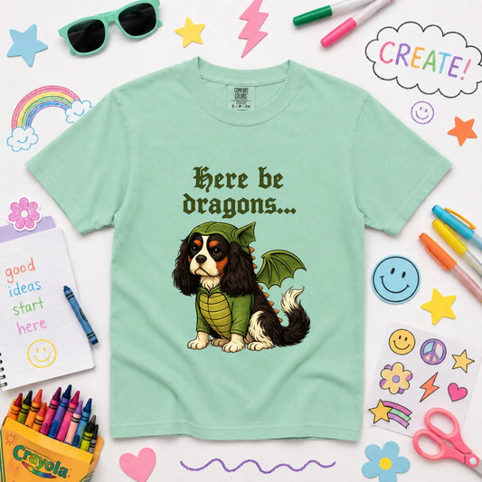 Custom Cavalier YOUTH Here Be Dragons Unisex TShirt Island Reef