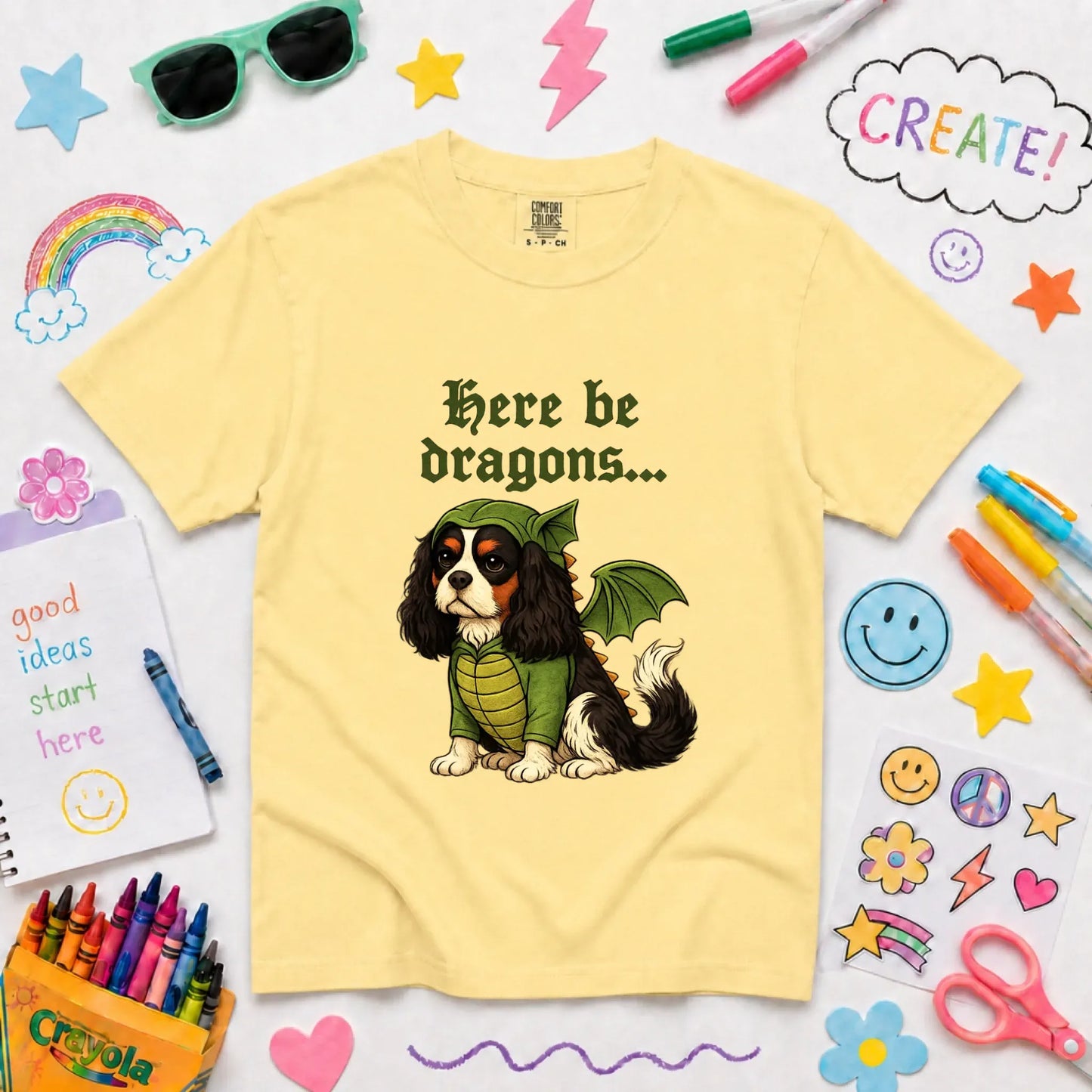 T-Shirt Butter / XS Custom Cavalier YOUTH Here Be Dragons Unisex TShirt