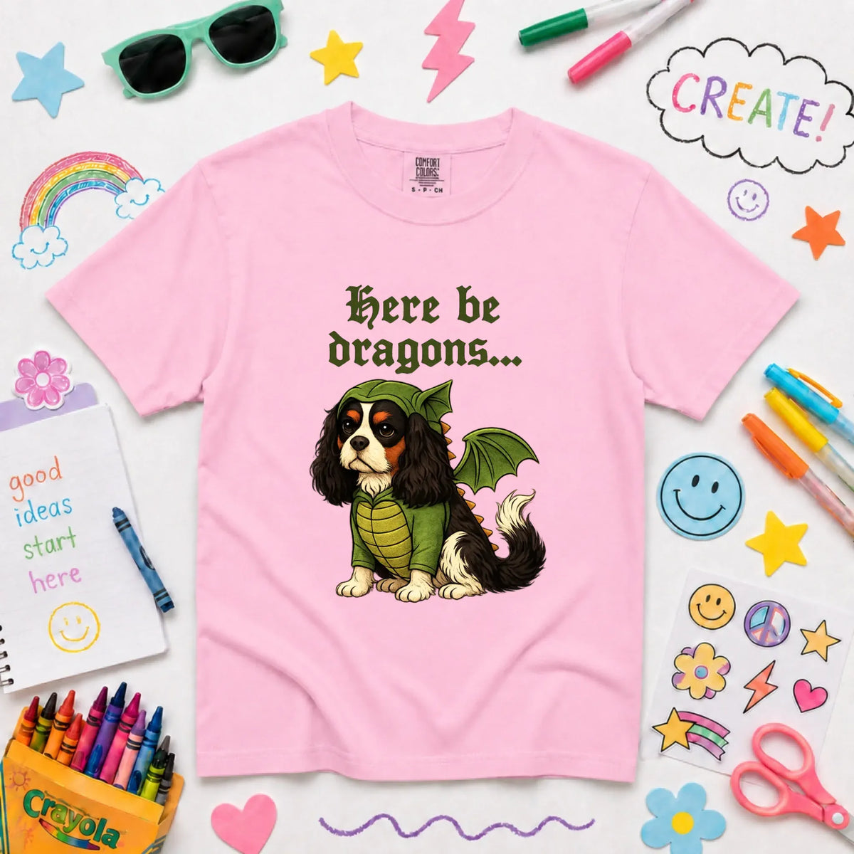 Custom Cavalier YOUTH Here Be Dragons Unisex TShirt NEW Youth Midweight Tee Blossom
