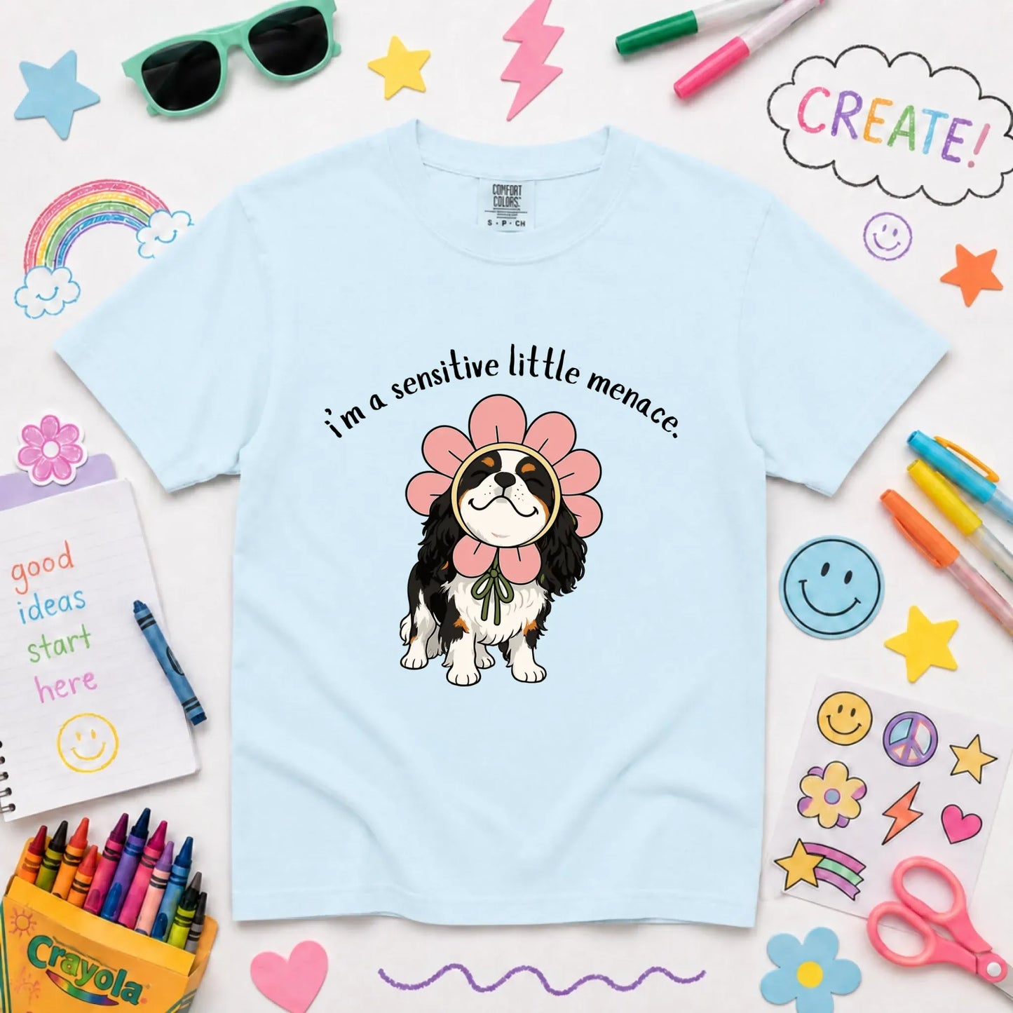 T-Shirt Chambray / XS Custom Cavalier YOUTH Little Menace Unisex TShirt
