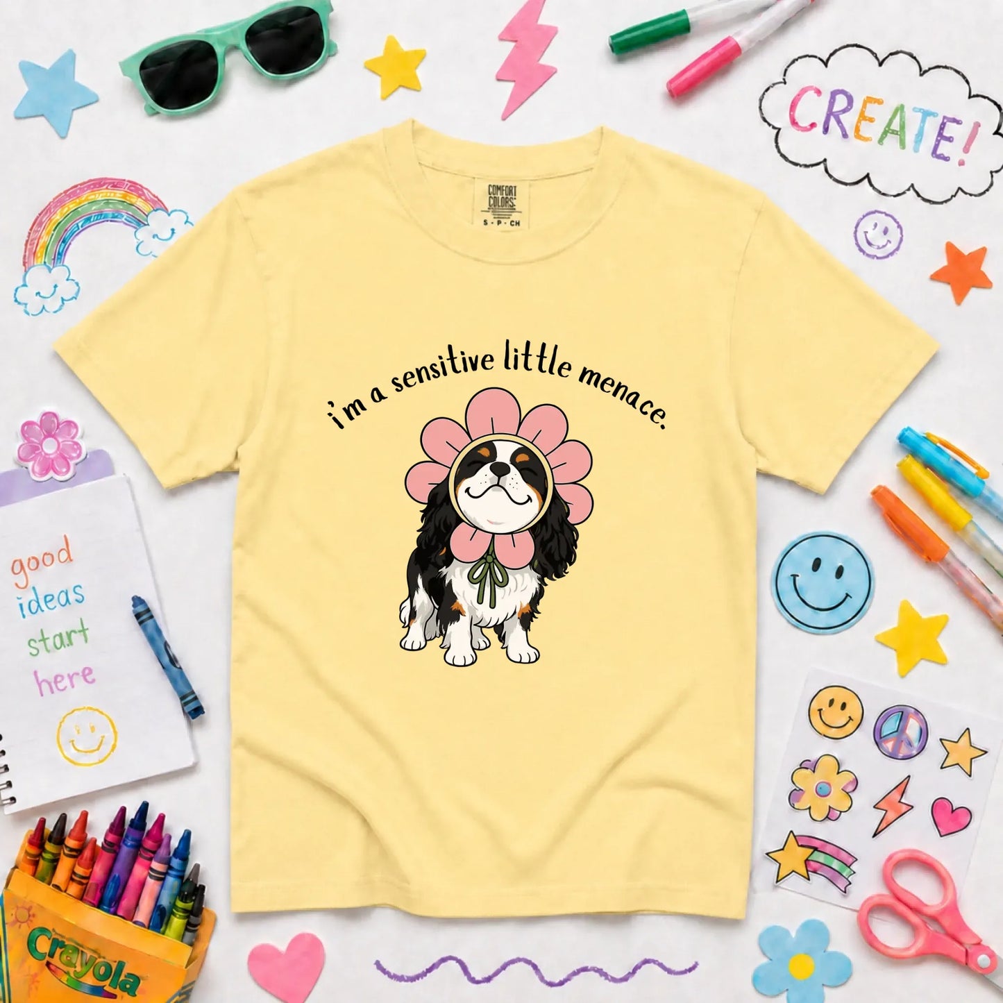 T-Shirt Butter / XS Custom Cavalier YOUTH Little Menace Unisex TShirt