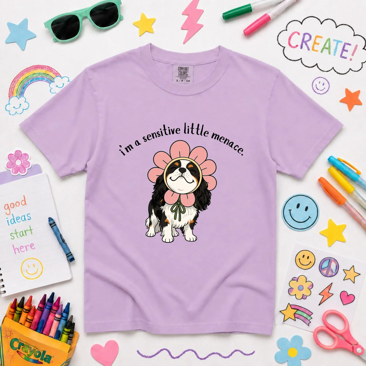 Custom Cavalier YOUTH Little Menace Unisex TShirt Orchid