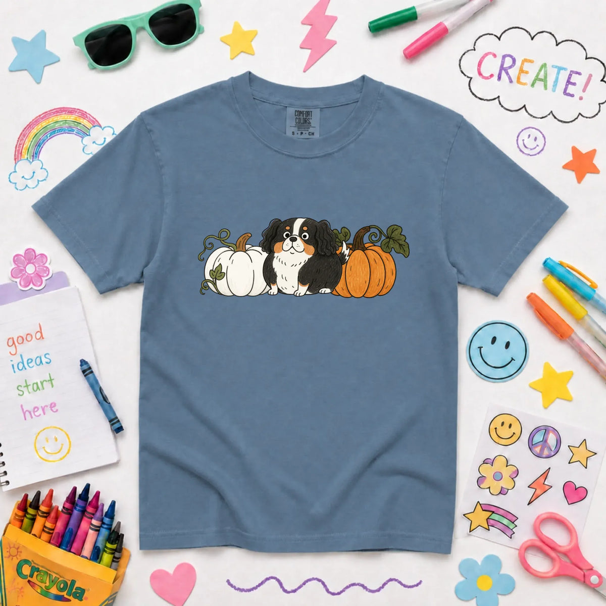 Custom Cavalier YOUTH Pumpkin Pupkin Unisex Tshirt NEW Youth Midweight Tee Blue Jean