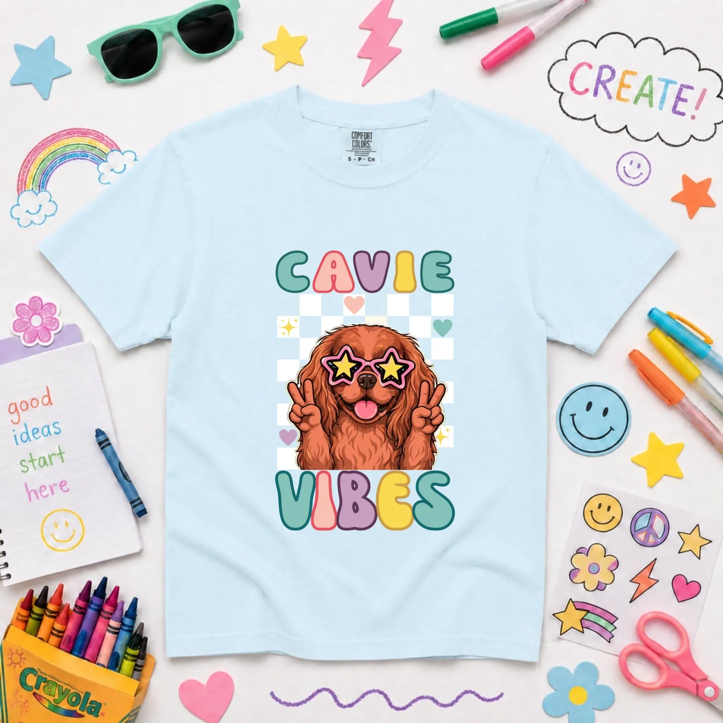 Custom Cavalier YOUTH Retro Vibes Unisex TShirt Chambray