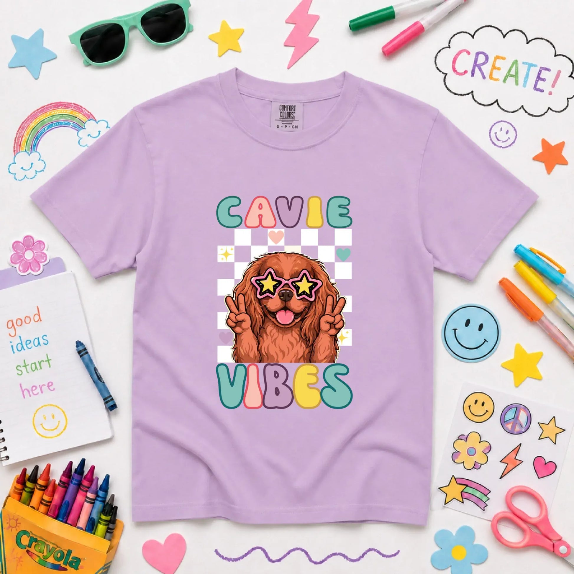 Custom Cavalier YOUTH Retro Vibes Unisex TShirt Orchid