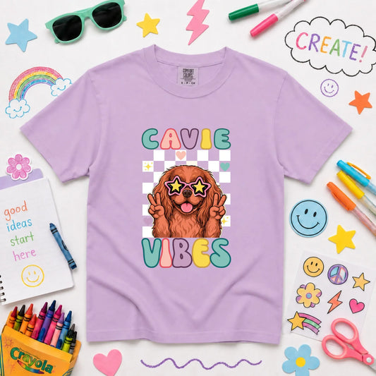 Custom Cavalier YOUTH Retro Vibes Unisex TShirt Orchid