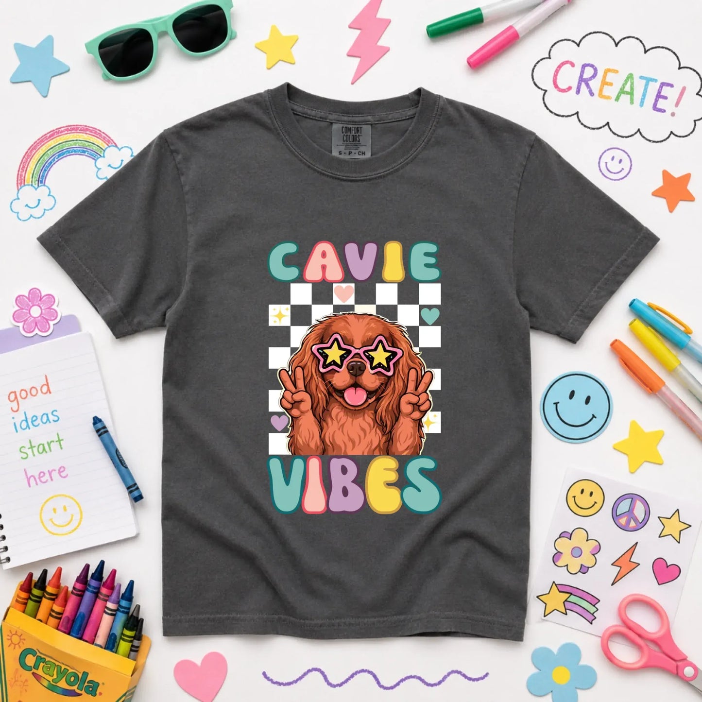 Custom Cavalier YOUTH Retro Vibes Unisex TShirt Pepper