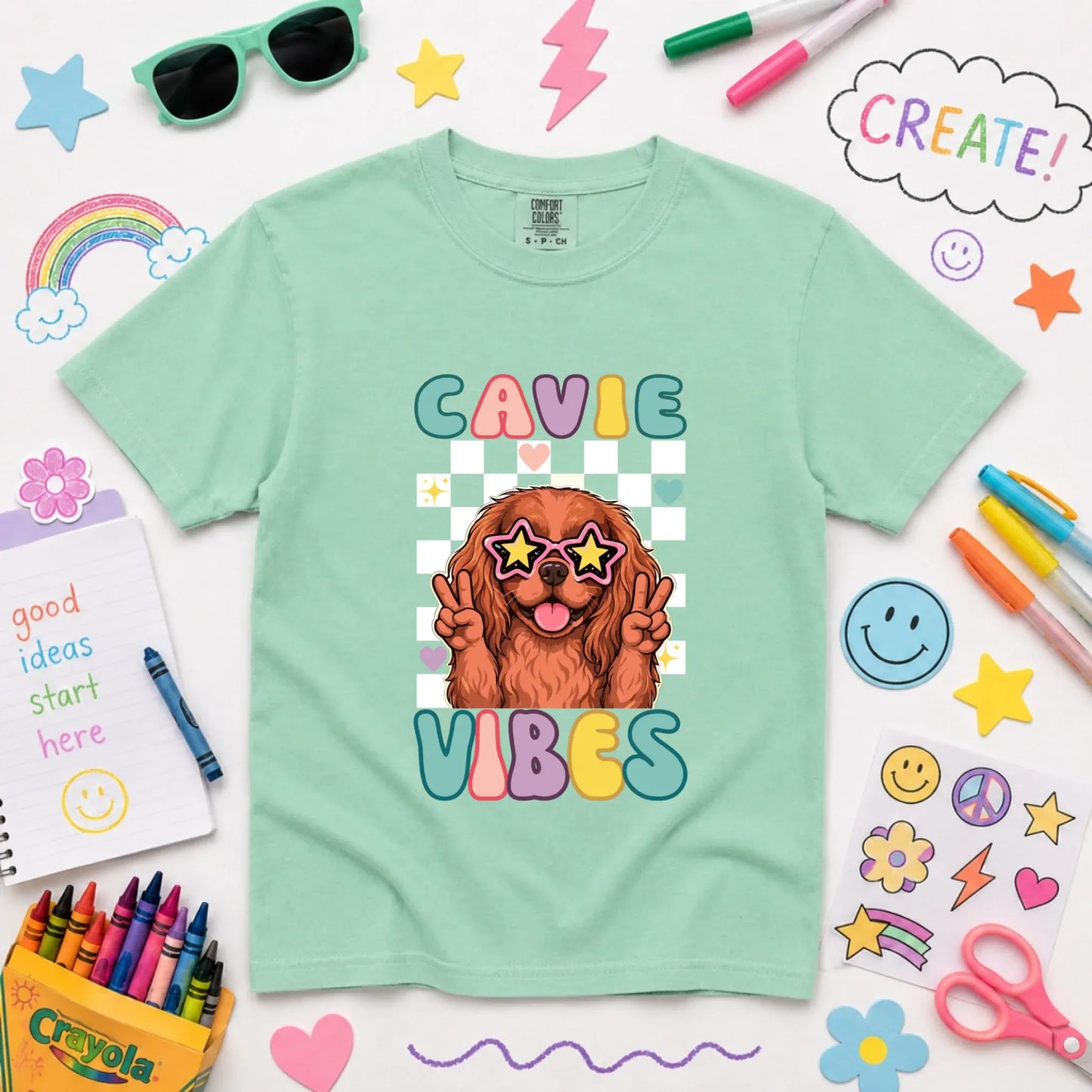 Custom Cavalier YOUTH Retro Vibes Unisex TShirt Island Reef