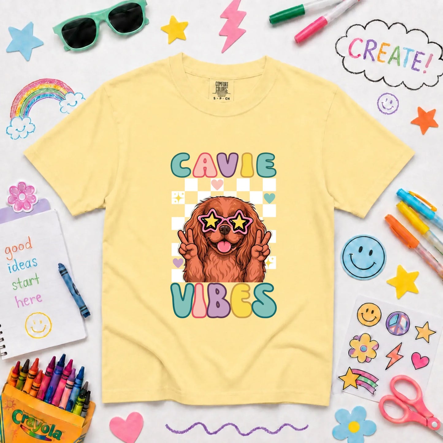 Custom Cavalier YOUTH Retro Vibes Unisex TShirt Butter