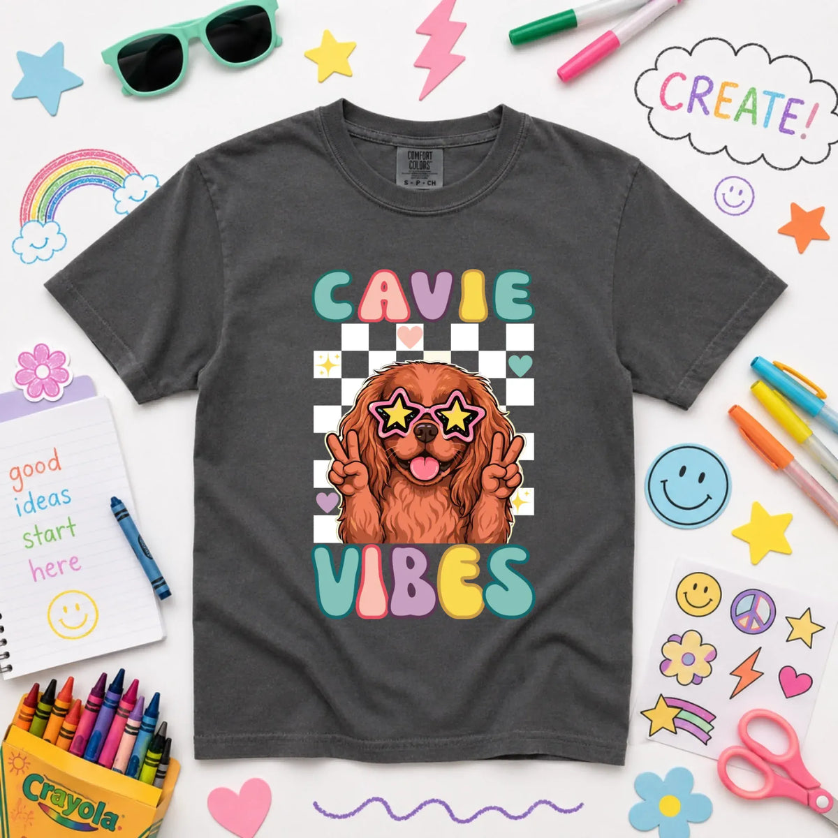 Custom Cavalier YOUTH Retro Vibes Unisex TShirt NEW Youth Midweight Tee Pepper