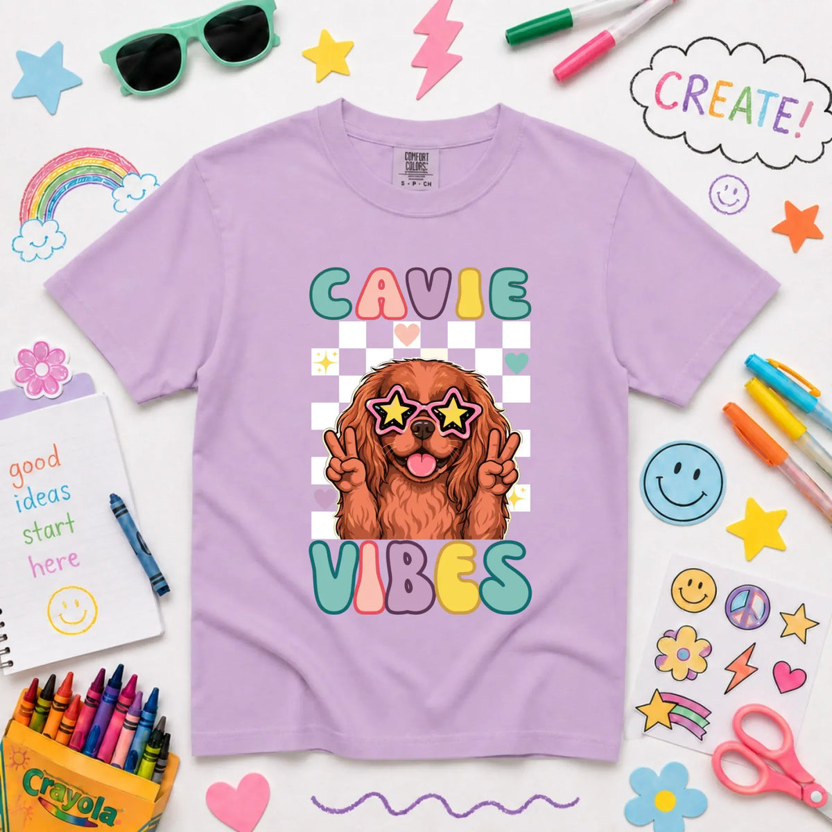 Custom Cavalier YOUTH Retro Vibes Unisex TShirt NEW Youth Midweight Tee Orchid