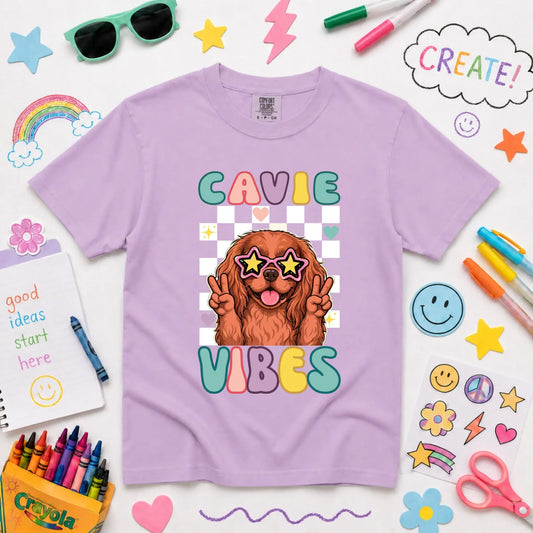 Custom Cavalier YOUTH Retro Vibes Unisex TShirt NEW Youth Midweight Tee Orchid