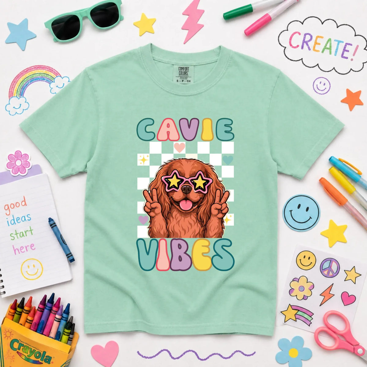 Custom Cavalier YOUTH Retro Vibes Unisex TShirt NEW Youth Midweight Tee Island Reef