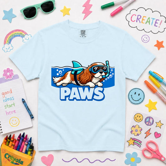 Custom Cavalier YOUTH Shark Paws Unisex TShirt Chambray