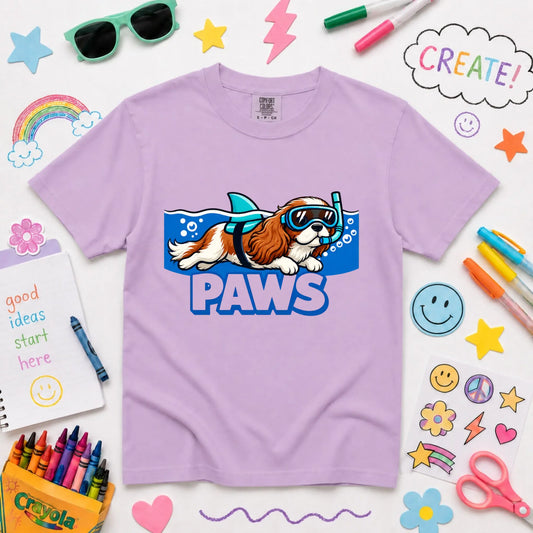 Custom Cavalier YOUTH Shark Paws Unisex TShirt Orchid