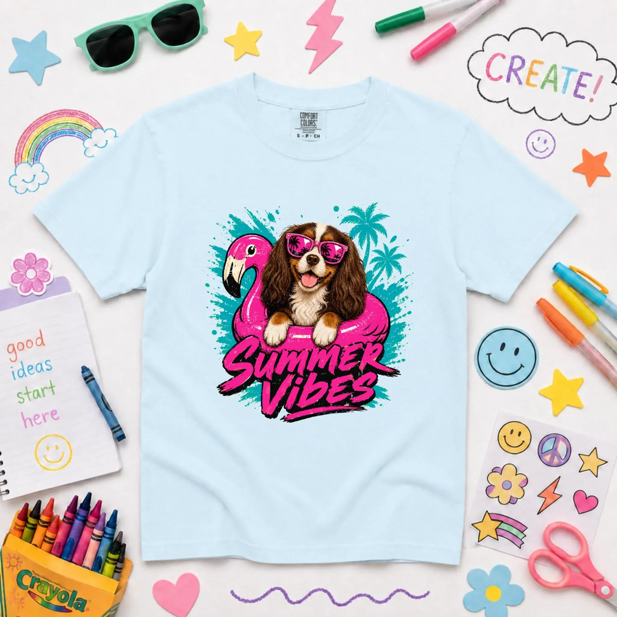 Custom Cavalier YOUTH Summer Vibes Unisex Tshirt NEW Youth Midweight Tee Chambray