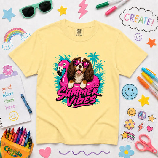 Custom Cavalier YOUTH Summer Vibes Unisex Tshirt NEW Youth Midweight Tee Butter