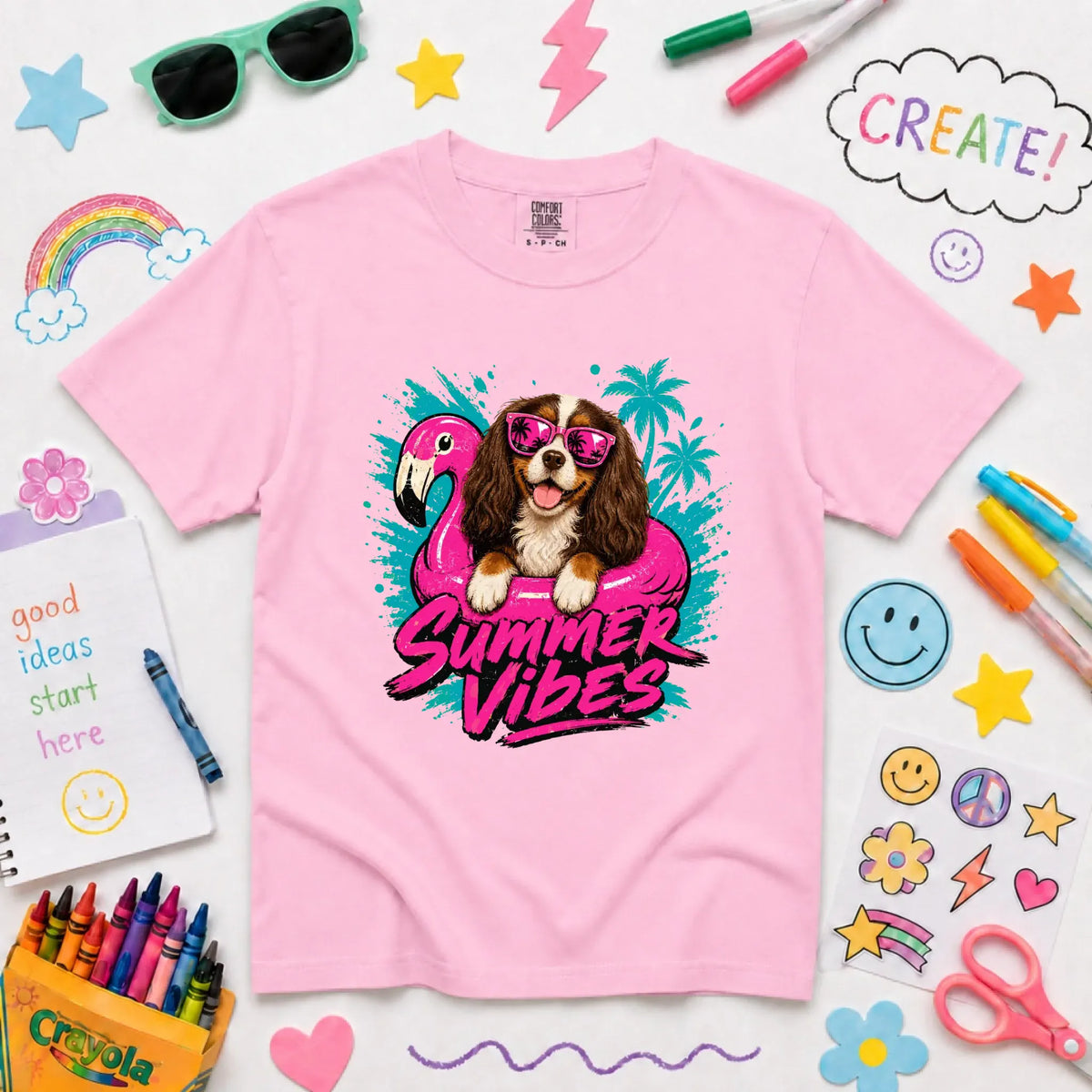 Custom Cavalier YOUTH Summer Vibes Unisex Tshirt NEW Youth Midweight Tee Blossom