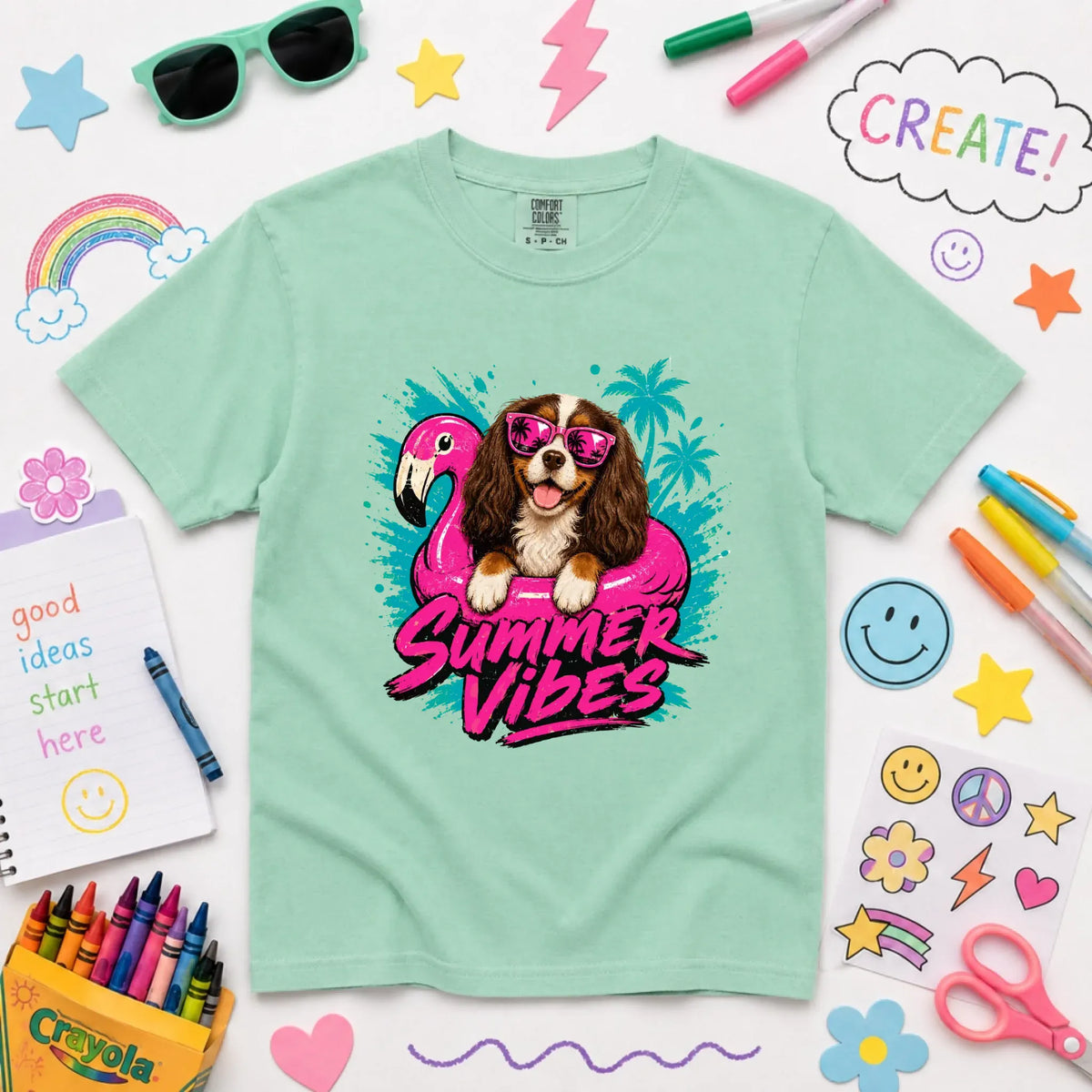 Custom Cavalier YOUTH Summer Vibes Unisex Tshirt NEW Youth Midweight Tee Island Reef