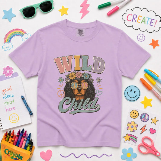 Custom Cavalier YOUTH Wild Child Hippie Unisex TShirt Orchid