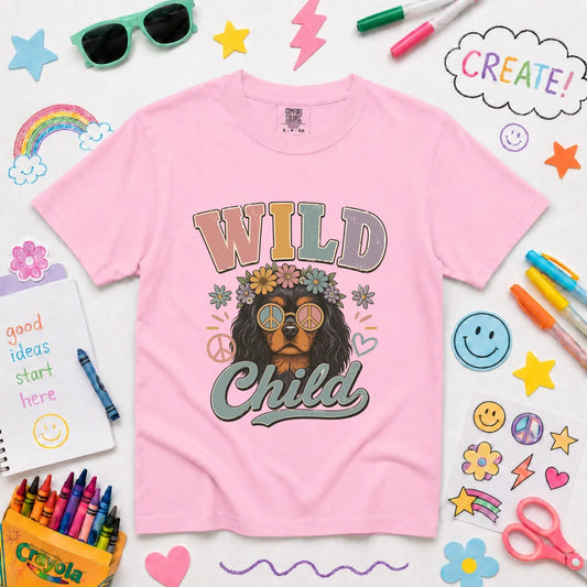 Custom Cavalier YOUTH Wild Child Hippie Unisex TShirt Blossom
