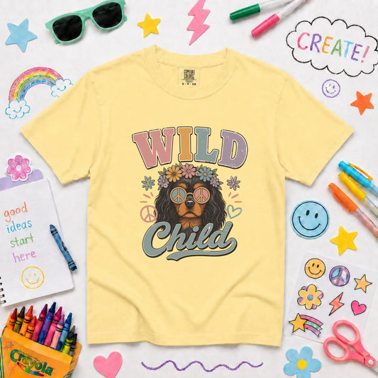 Custom Cavalier YOUTH Wild Child Hippie Unisex TShirt NEW Youth Midweight Tee Butter