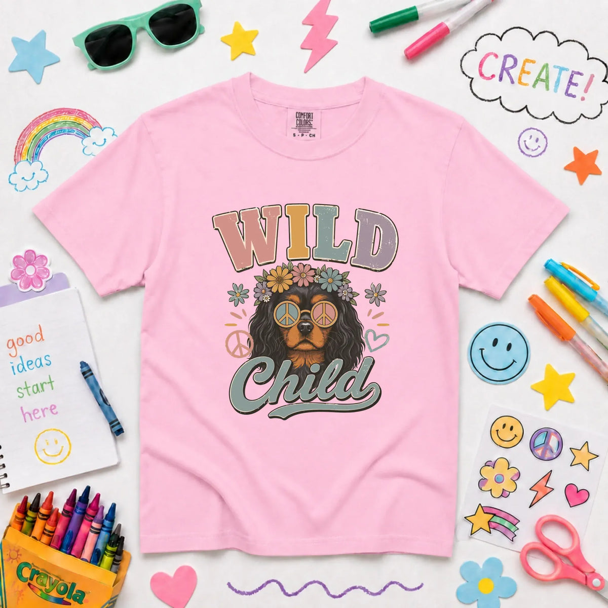 Custom Cavalier YOUTH Wild Child Hippie Unisex TShirt NEW Youth Midweight Tee Blossom