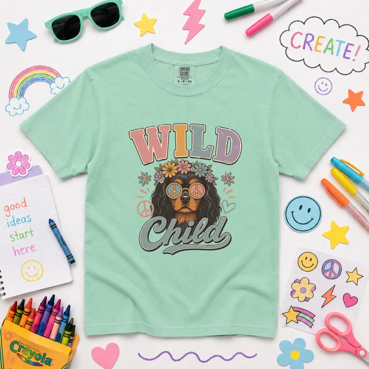 Custom Cavalier YOUTH Wild Child Hippie Unisex TShirt NEW Youth Midweight Tee Island Reef