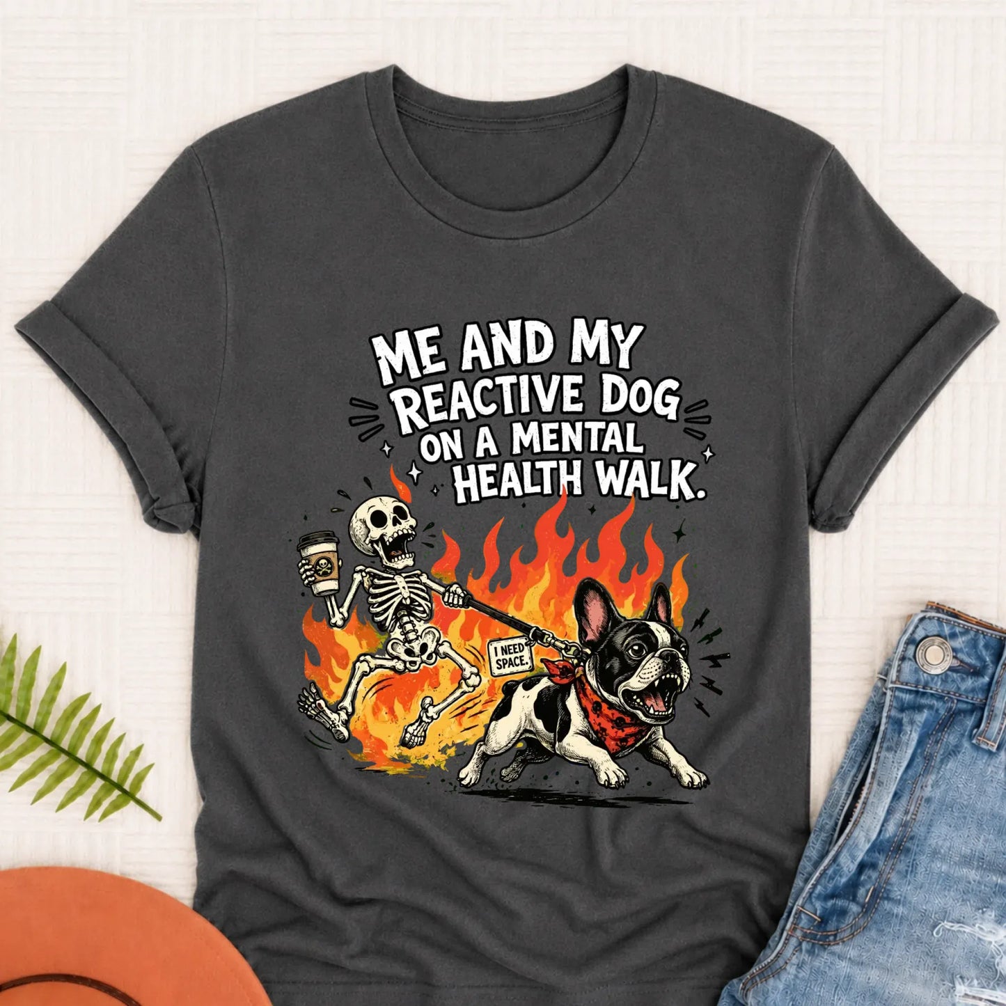 Custom Crazy Walk French Bulldog Unisex TShirt Pepper