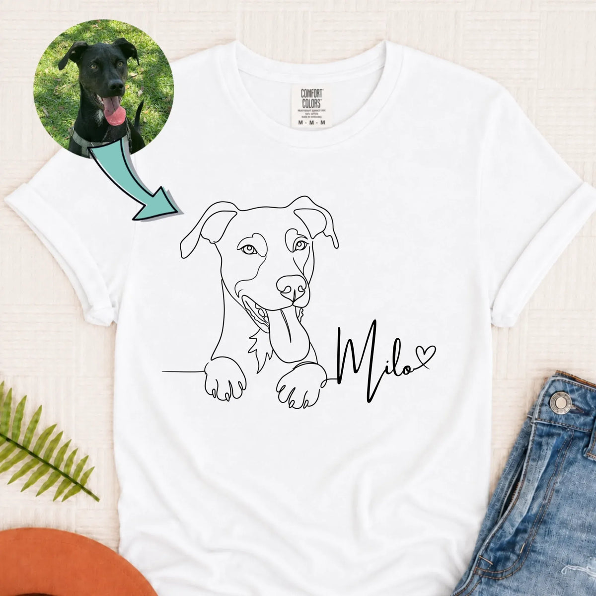 Custom Dog and Name Minimalist Unisex Tshirt